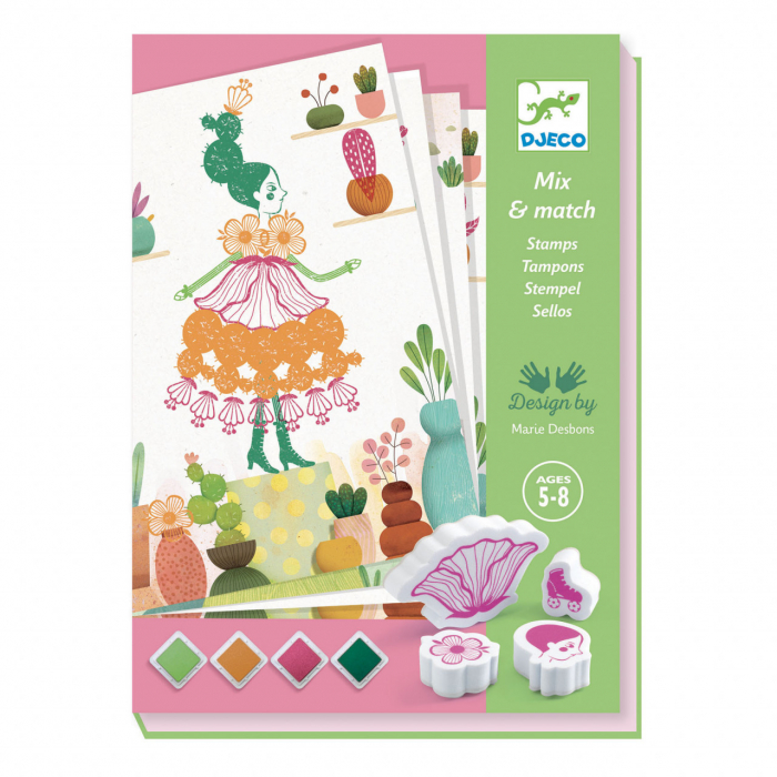 Joc creativ cu stampile Fete flori, Djeco [5]
