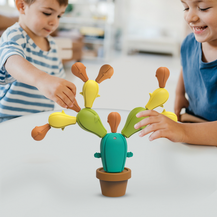 Joc de constructie si echilibru, plastic, pentru copii, in forma de Cactus cu 18 piese colorate [3]