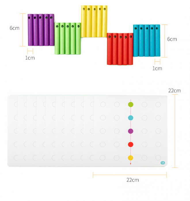 Joc de Indemanare cu Sireturi Tabla Montessori lemn, Multicolor. [9]