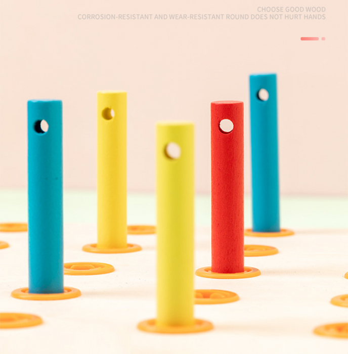 Joc de Indemanare cu Sireturi Tabla Montessori lemn, Multicolor. [3]