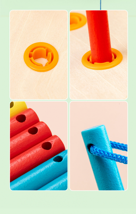Joc de Indemanare cu Sireturi Tabla Montessori lemn, Multicolor. [5]