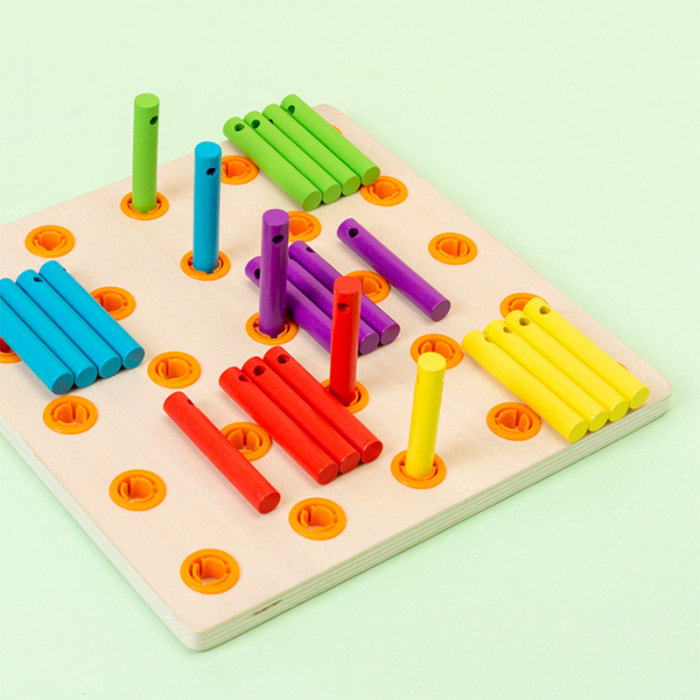 Joc de Indemanare cu Sireturi Tabla Montessori lemn, Multicolor. [2]