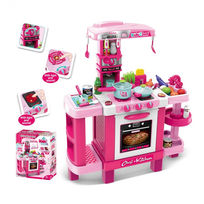 Joc de Rol, Set Bucatarie Multifunctionala, Lumini, Sunete si Accesorii, Roz [2]