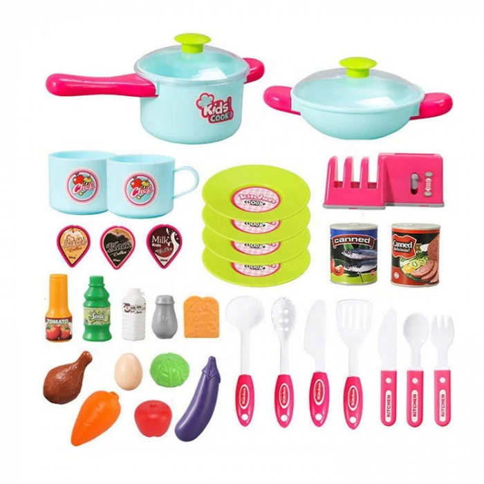 Joc de Rol, Set Bucatarie Multifunctionala, Lumini, Sunete si Accesorii, Roz [4]