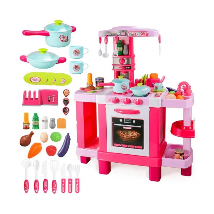 Joc de Rol, Set Bucatarie Multifunctionala, Lumini, Sunete si Accesorii, Roz [3]
