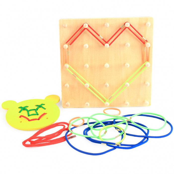 Joc din lemn Montessori cu Snururi si Elastice [3]