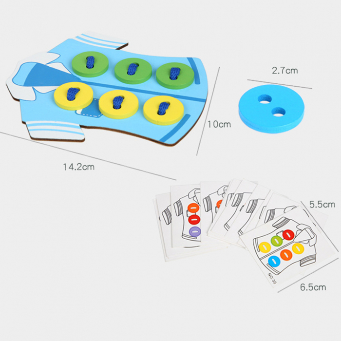 Joc din lemn Montessori Interactiv Coase Nasturii pe Camasa [7]