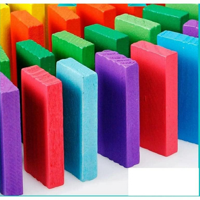 Joc Domino din Lemn cu Piese Colorate, 100 de Piese [2]