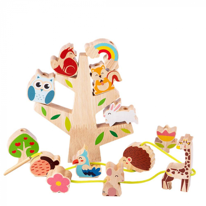 Joc educativ Copacul cu animalute 2 in 1, snuruit si echilibru, multicolor [1]