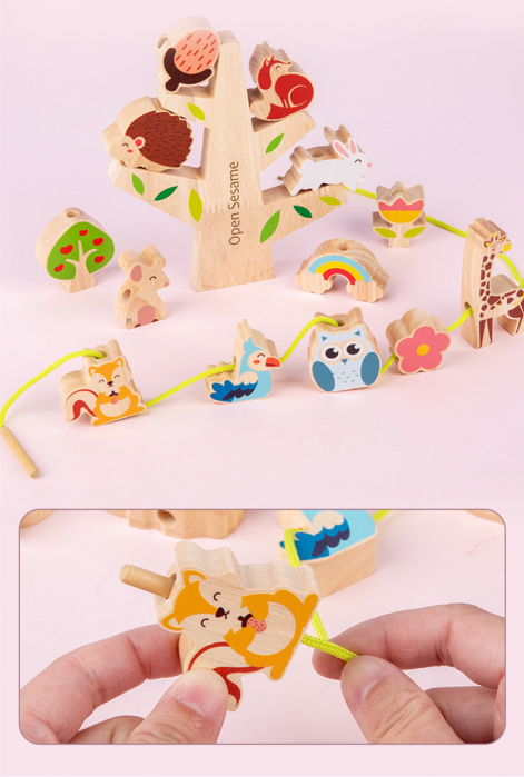 Joc educativ Copacul cu animalute 2 in 1, snuruit si echilibru, multicolor [5]