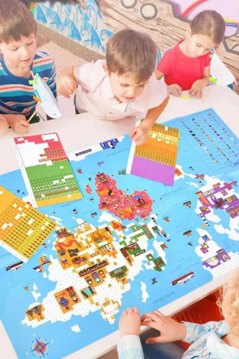 Joc Educativ cu Stickere, Harta Lumii [3]