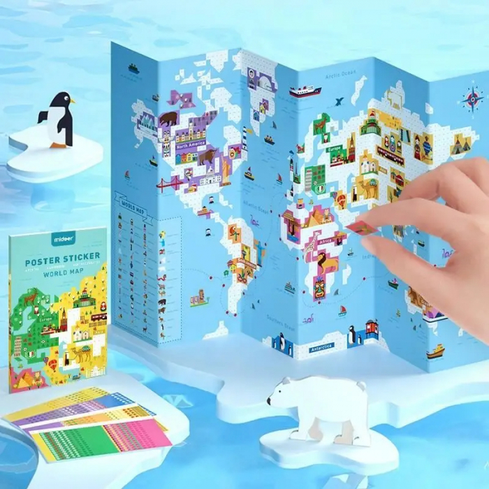 Joc Educativ cu Stickere, Harta Lumii [2]