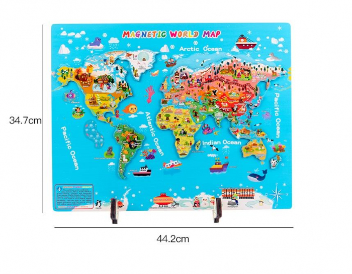 Joc educativ magnetic din lemn Harta Lumii [4]