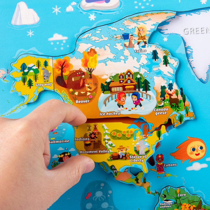Joc educativ magnetic din lemn Harta Lumii [2]