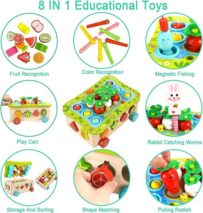 Joc Educativ Pescuit Magnetic și Sortare Forme Gradina cu Morcovi 4 in 1 [2]