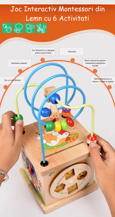 Joc Interactiv Montessori din Lemn cu 6 Activitati [6]