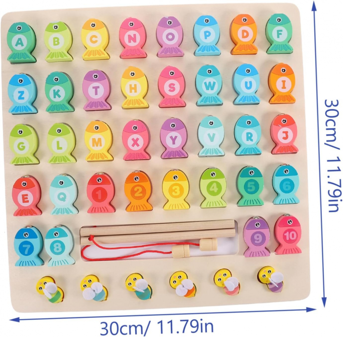 Joc Montessori din Lemn, Pescuit Magnetic cu Literele Alfabetului si Albinute [6]