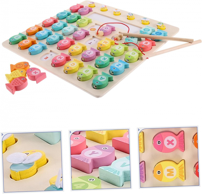Joc Montessori din Lemn, Pescuit Magnetic cu Literele Alfabetului si Albinute [5]