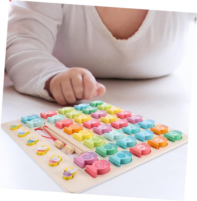 Joc Montessori din Lemn, Pescuit Magnetic cu Literele Alfabetului si Albinute [3]