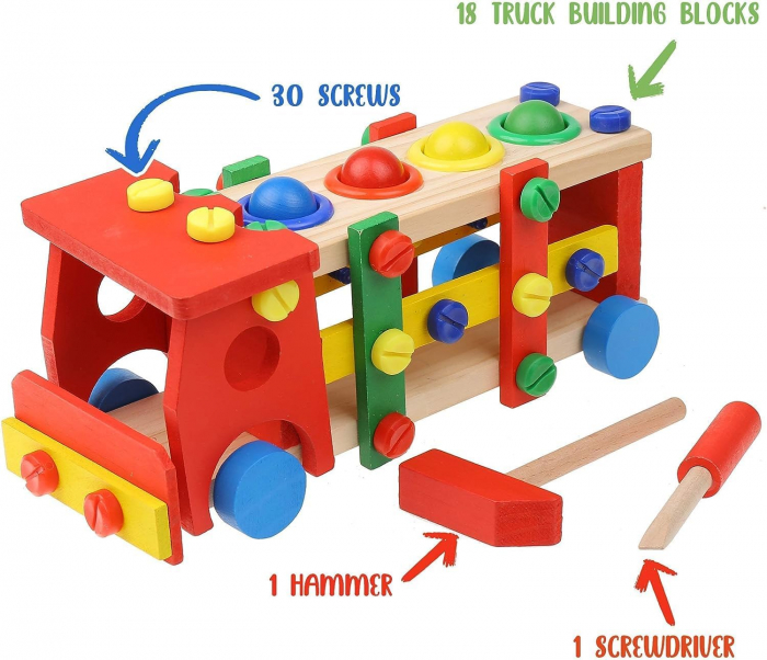 Joc de Construit din Lemn in Forma de Camion, 50 Piese [2]