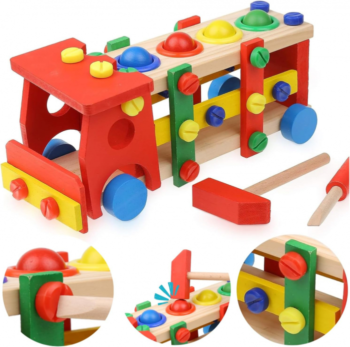 Joc de Construit din Lemn in Forma de Camion, 50 Piese [1]