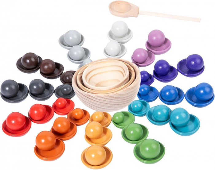 Joc Montessori din Lemn, Sortare Bile Colorate [7]