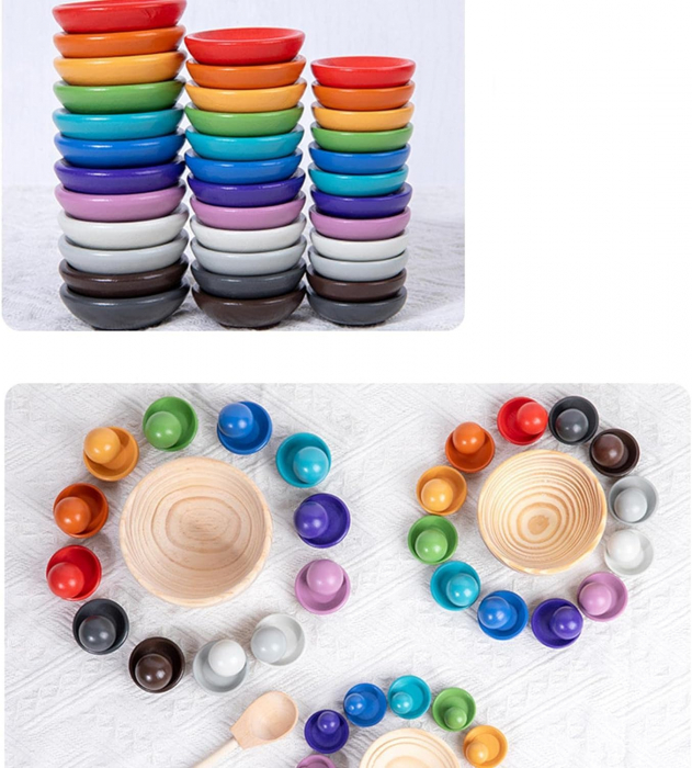 Joc Montessori din Lemn, Sortare Bile Colorate [5]