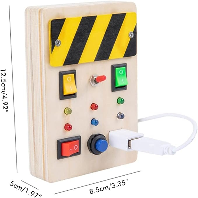 Joc Montessori tablou electric cu 6 elemente, din lemn [2]