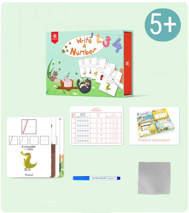 Joc Scrie și Șterge Numere, 32 Planșe Reutilizabile, Multicolor [2]
