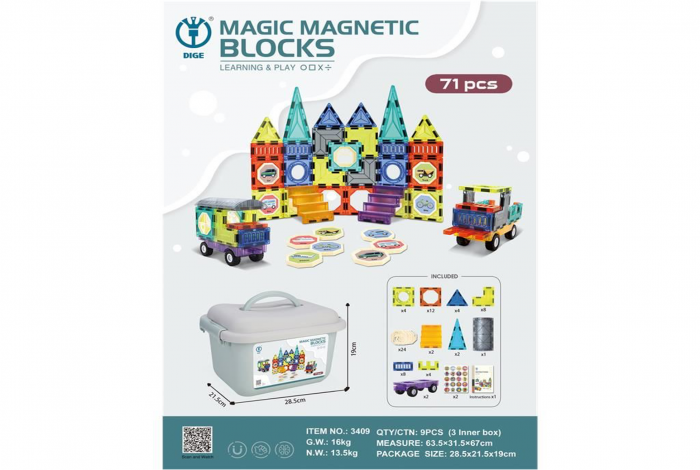 Joc STEM cuburi magnetice de constructie 71 piese [2]