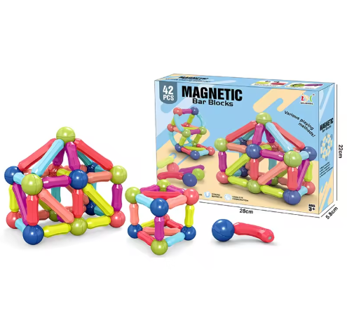 Joc STEM – Tuburi Magnetice de Construit, 42 Piese [1]