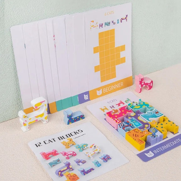 Joc Tetris din Lemn cu Pisici [2]