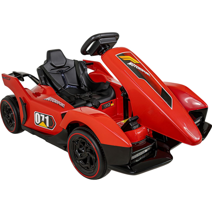 Jucarie de Exterior Kart Electric cu Pedala de Acceleratie si Frana, Volan Reglabil, Functie Drift, ROSU [5]