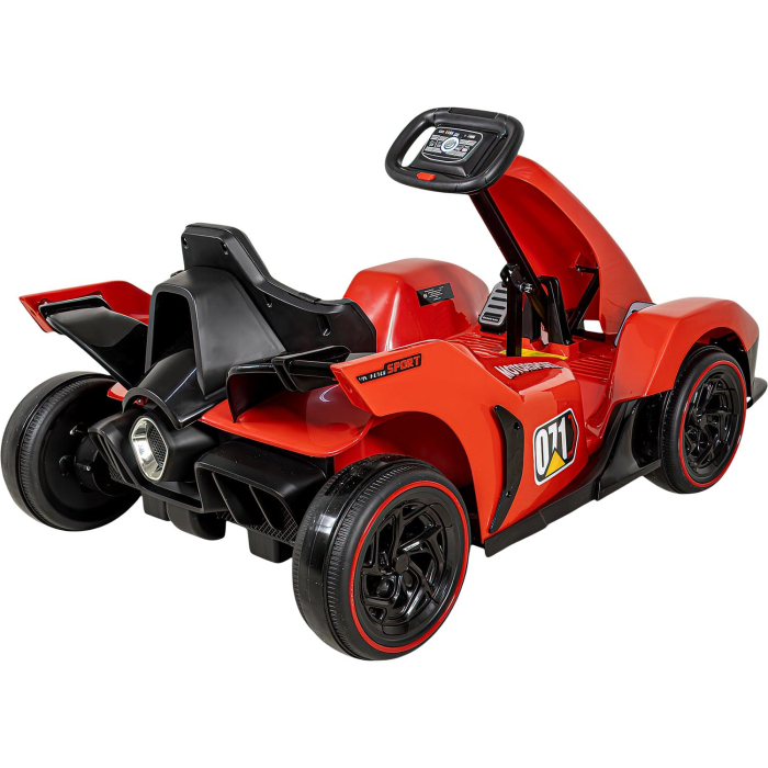 Jucarie de Exterior Kart Electric cu Pedala de Acceleratie si Frana, Volan Reglabil, Functie Drift, ROSU [7]