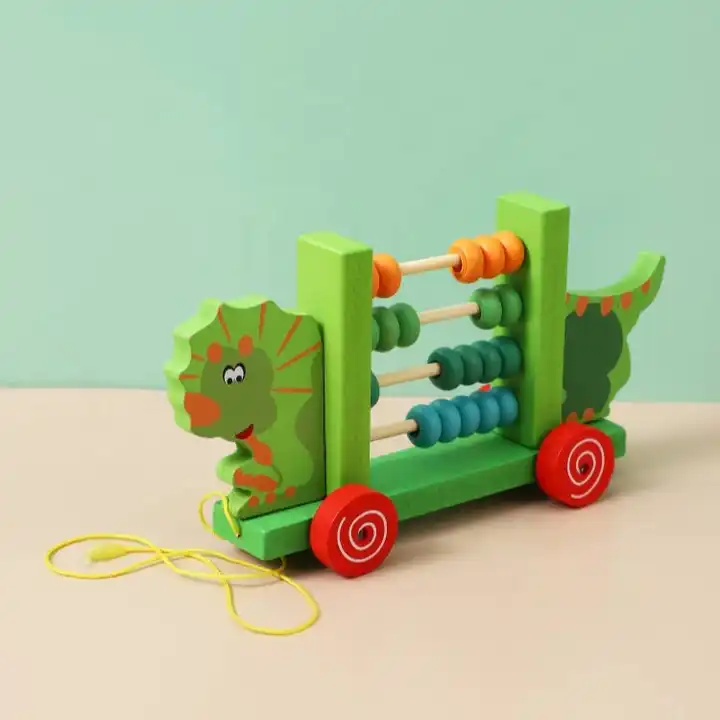 Jucărie de Tras Educativă cu Abac Pe Roți - Model Animale [2]