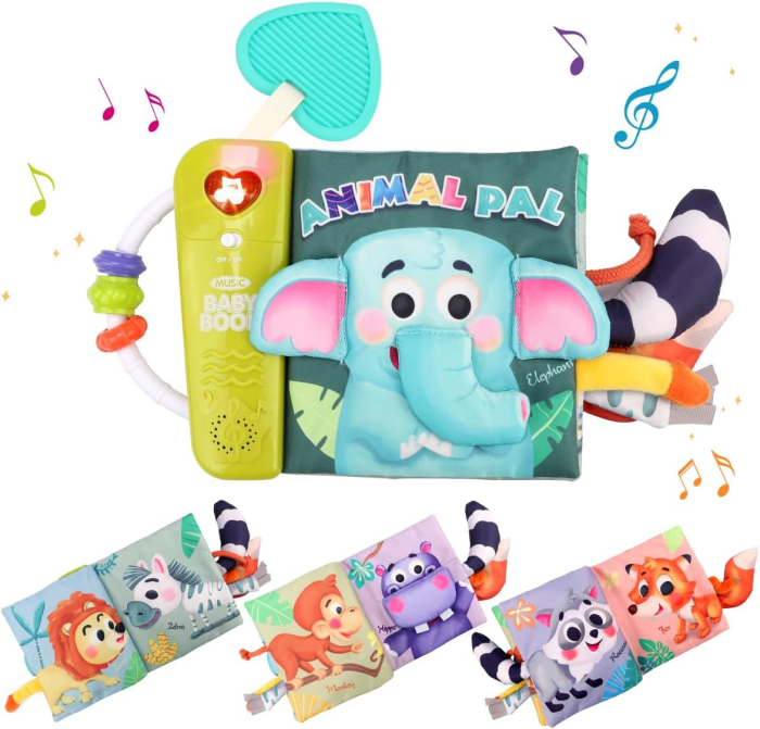 Jucarie Senzoriala Muzicala Bebe tip Carte – Animalute [1]