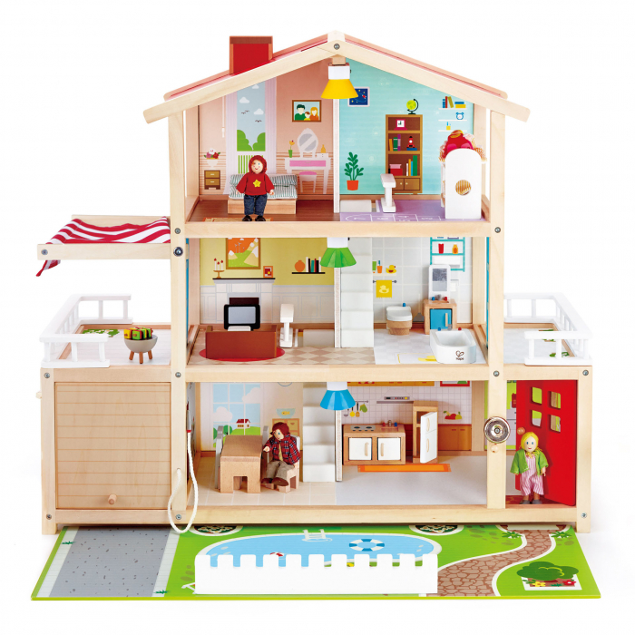 Jucarie din lemn - Casa de papusi mobilata tip vila (29 piese) [1]