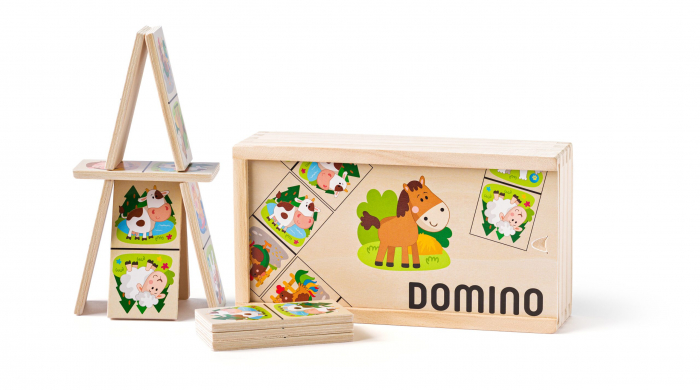 Jucarie din lemn - Domino animale de la ferma [3]