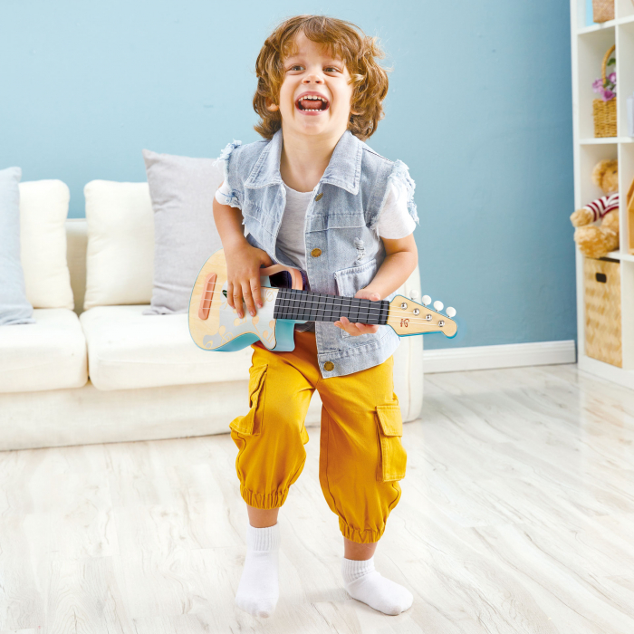 Jucarie din lemn – Instrument Ukulele (chitara) alba – invata sa canti cu lumini [3]