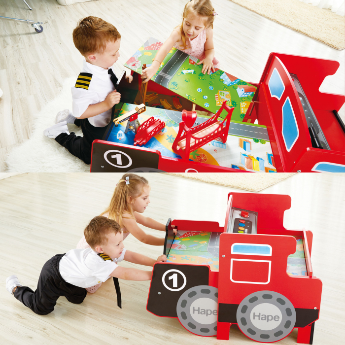 Jucarie din lemn - Masa cu cale ferata, in forma de locomotiva (32 piese) [4]