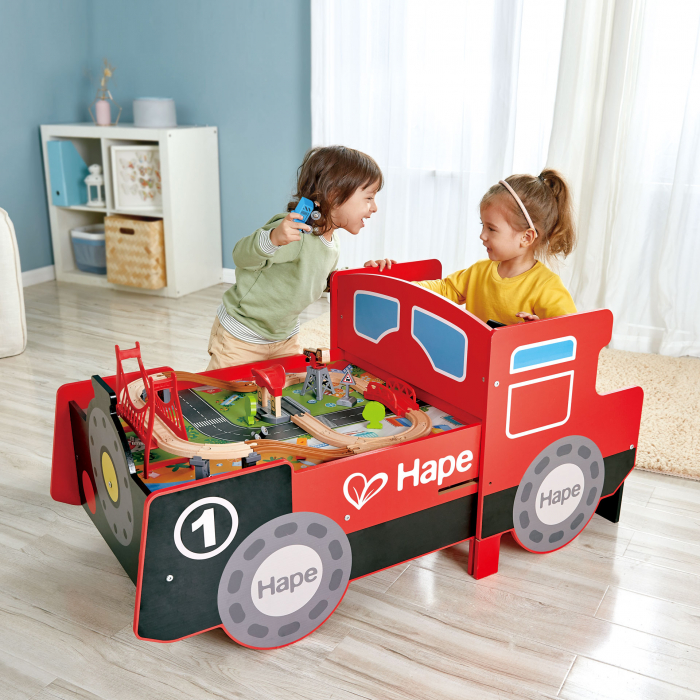 Jucarie din lemn - Masa cu cale ferata, in forma de locomotiva (32 piese) [2]