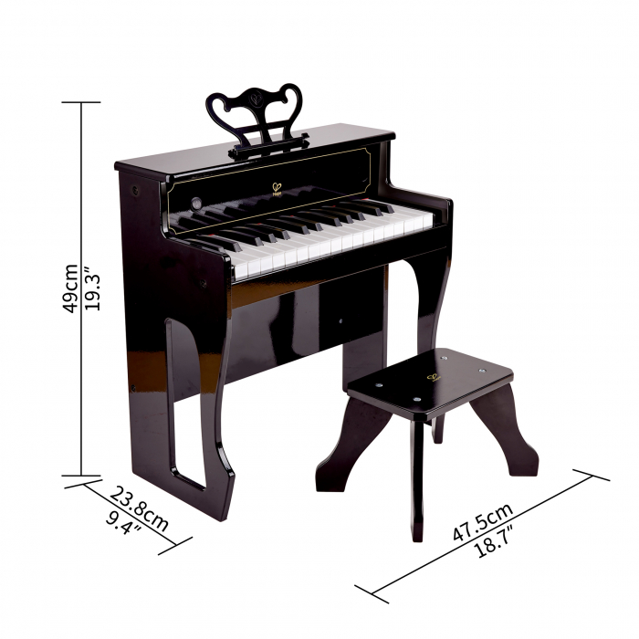 Jucarie din lemn - Pian electronic negru inalt [5]