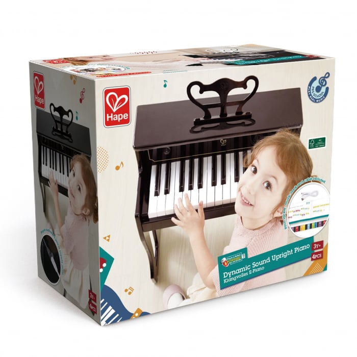 Jucarie din lemn - Pian electronic negru inalt [3]