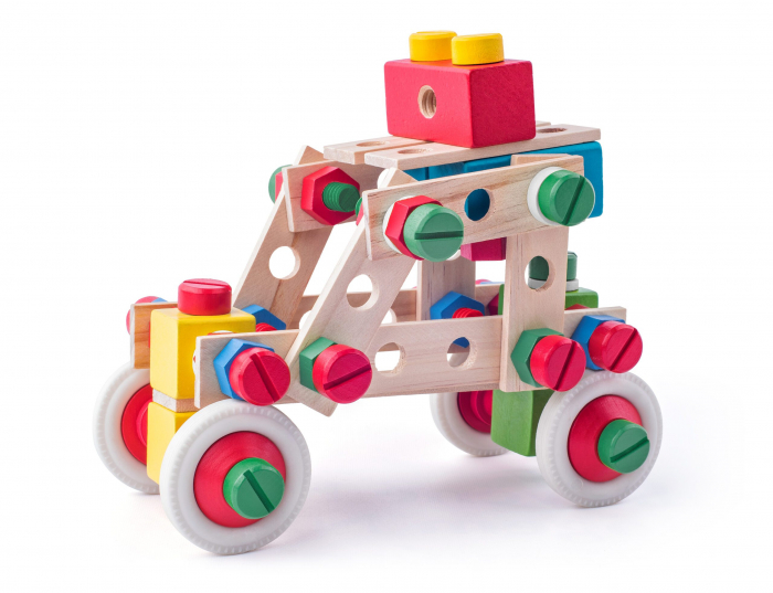 Jucarie din lemn - Set de constructie la galeata (144 piese) [3]