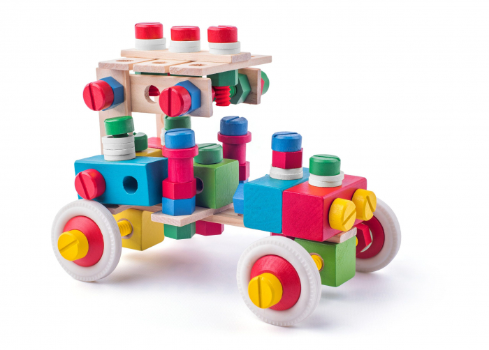 Jucarie din lemn - Set de constructie la galeata (144 piese) [2]