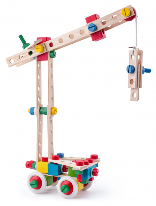 Jucarie din lemn - Set de constructie la galeata (144 piese) [4]