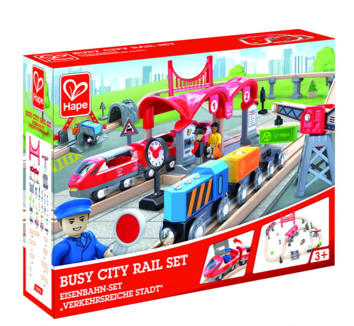 Jucarie din lemn - Set de trenuri urbane (51 piese) [2]