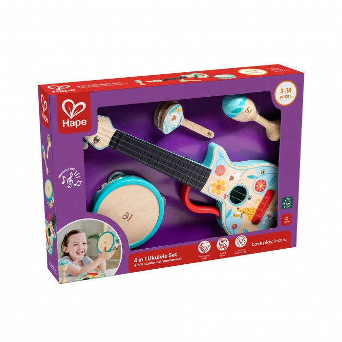 Jucarie din lemn - Set de ukulele 4 in 1 [4]