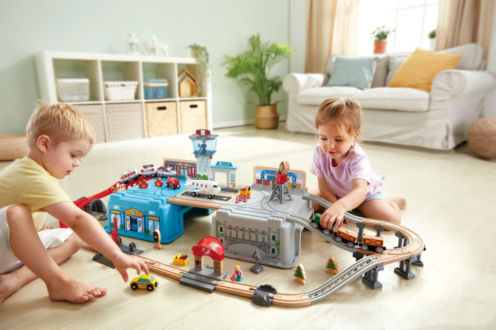 Jucarie din lemn - Set tren metropola (80 piese) [3]