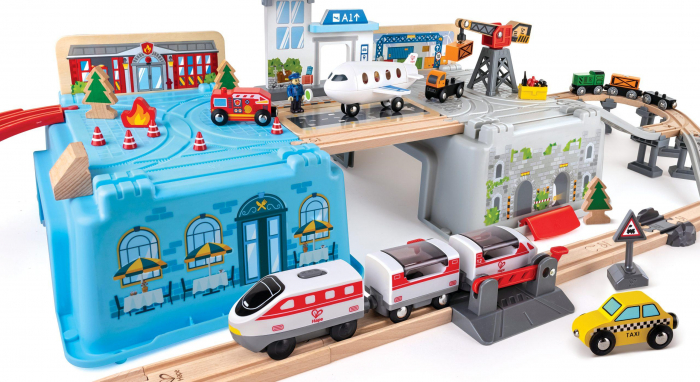 Jucarie din lemn - Set tren metropola (80 piese) [6]